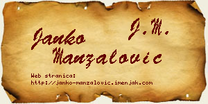 Janko Manzalović vizit kartica